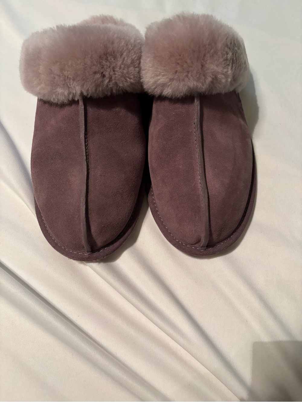 UGG Suede Shearling-Lined Mule Slippers - light purple